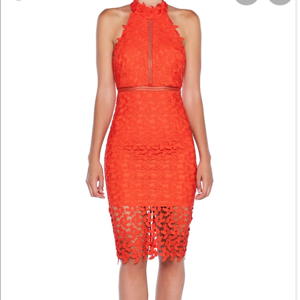 Bardot Red Gemma Halter Dress